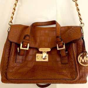 Michael Kors Brown Crocodile Embossed Leather Bag